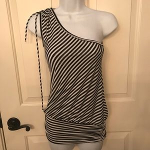 Wet Seal Striped top with drawstring shoulder XS